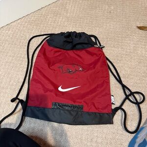 Nike Red and Black Arkansas Razorback Drawstring Sport Bag